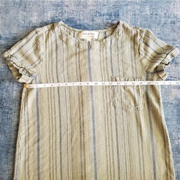 Cloth & Stone Green Blue Striped Tunic Dress Med - Picture 3 of 7